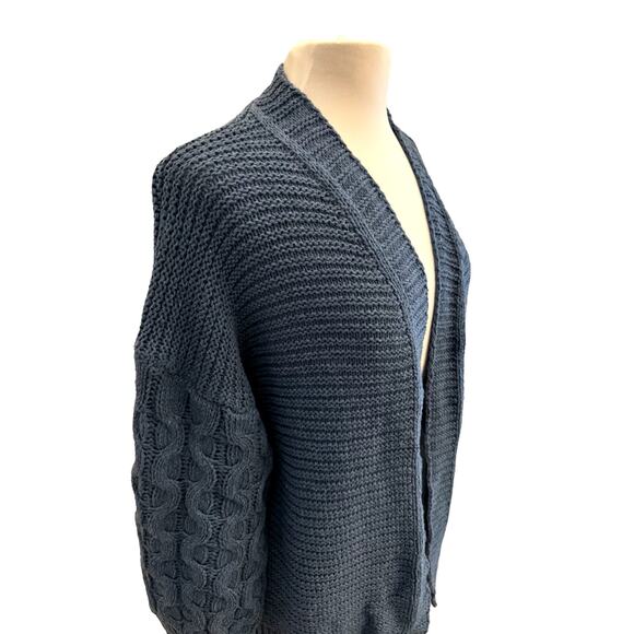 Misslook Blue Chunky Cable Knit Balloon Puff Sleeve Cardigan XXXL Cozy warm - Picture 8 of 10
